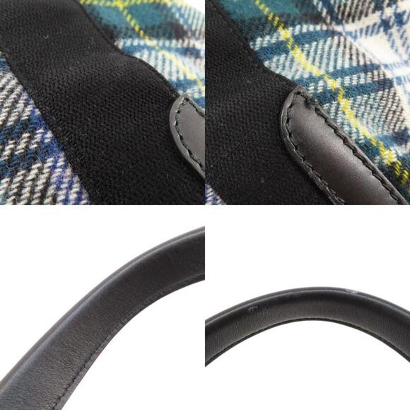 BALENCIAGA Checkered Wool Cabas Tote Bag in Navy Blue - Picture 8 of 11